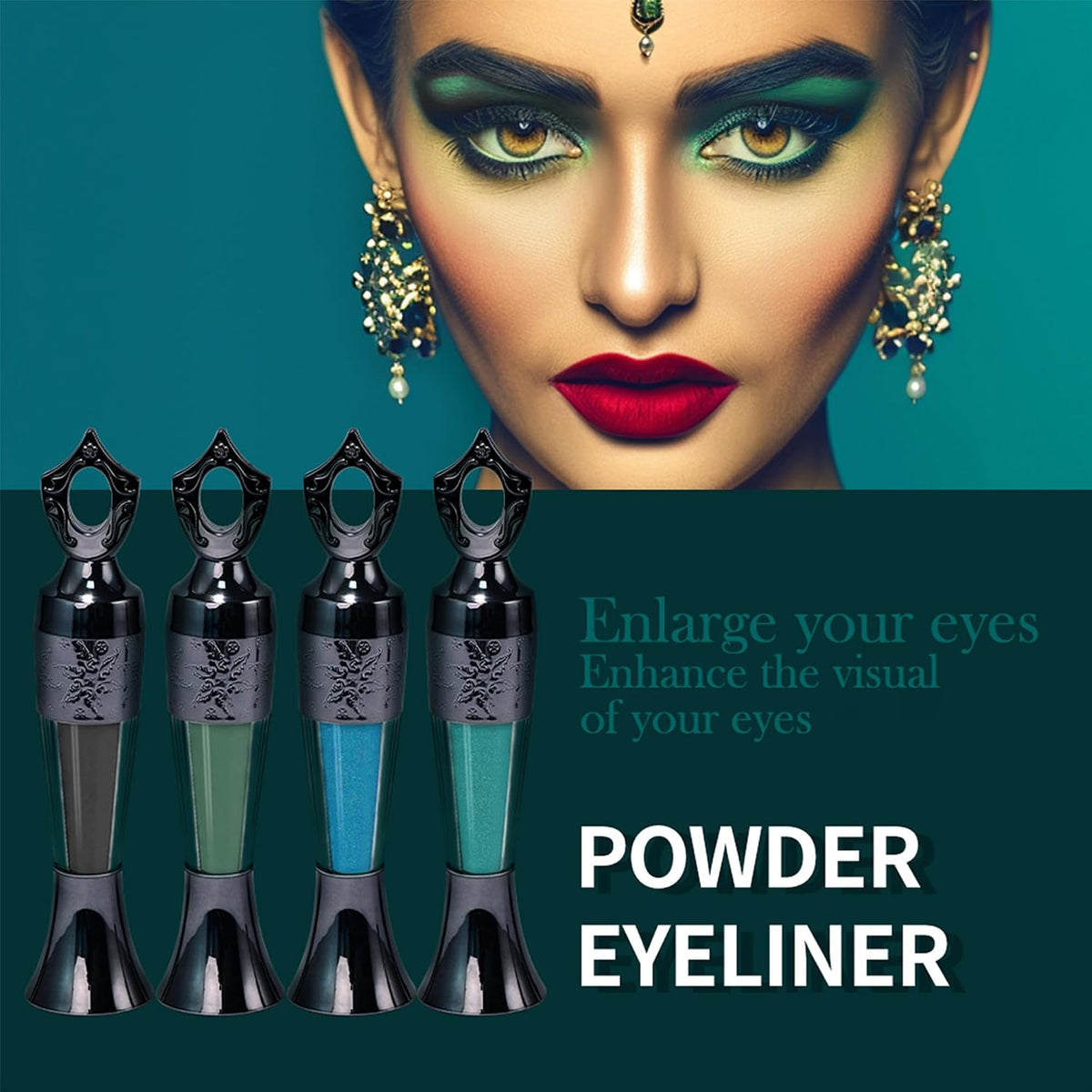 Powder Eyeliner, Multi-Use Eyeliner Powder Long-Wearing & Smudge-Proof Intense Color Easy to Apply, Gentle & Skin-Friendly Formula, Smoothly Outlines the Eye-Liner for Women, #01 Black
