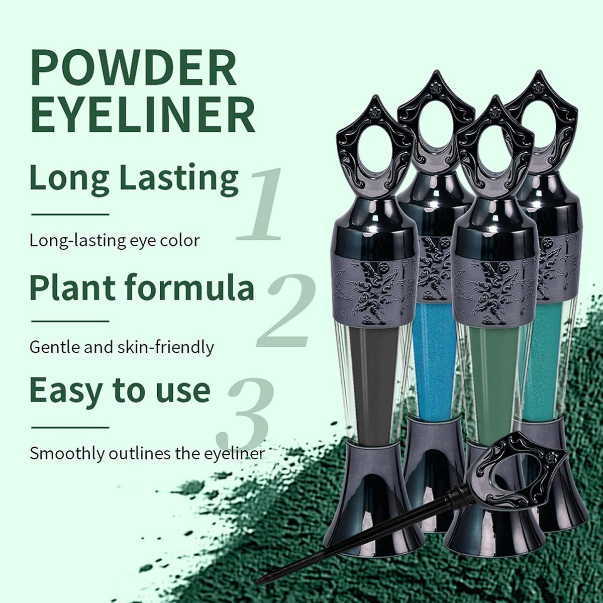Powder Eyeliner, Multi-Use Eyeliner Powder Long-Wearing & Smudge-Proof Intense Color Easy to Apply, Gentle & Skin-Friendly Formula, Smoothly Outlines the Eye-Liner for Women, #01 Black