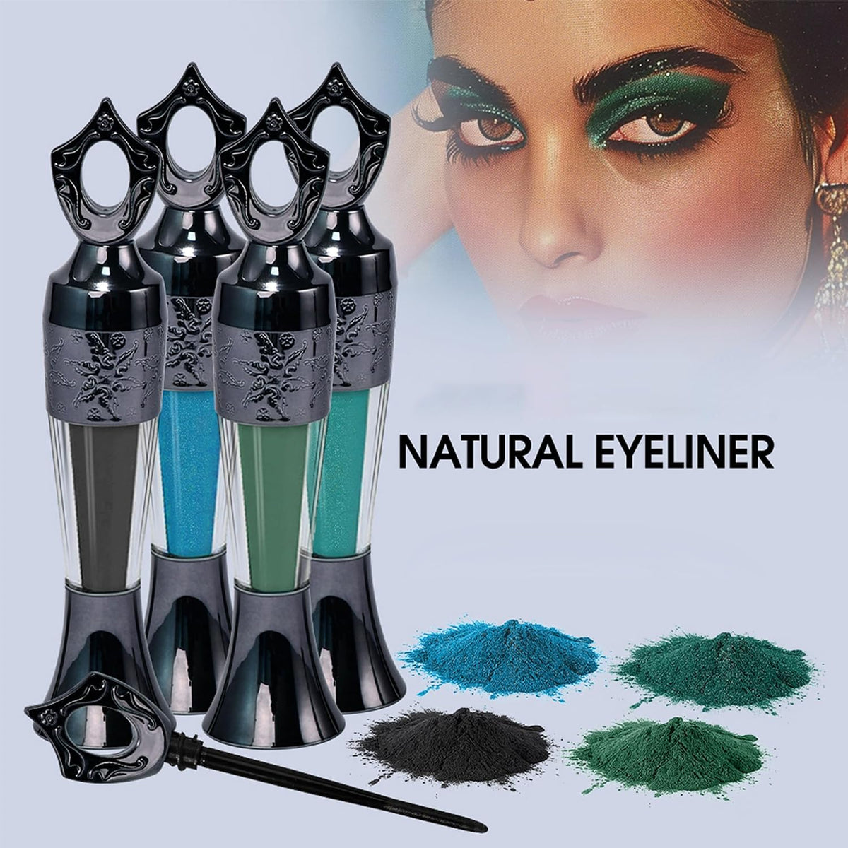 Powder Eyeliner, Multi-Use Eyeliner Powder Long-Wearing & Smudge-Proof Intense Color Easy to Apply, Gentle & Skin-Friendly Formula, Smoothly Outlines the Eye-Liner for Women, #01 Black
